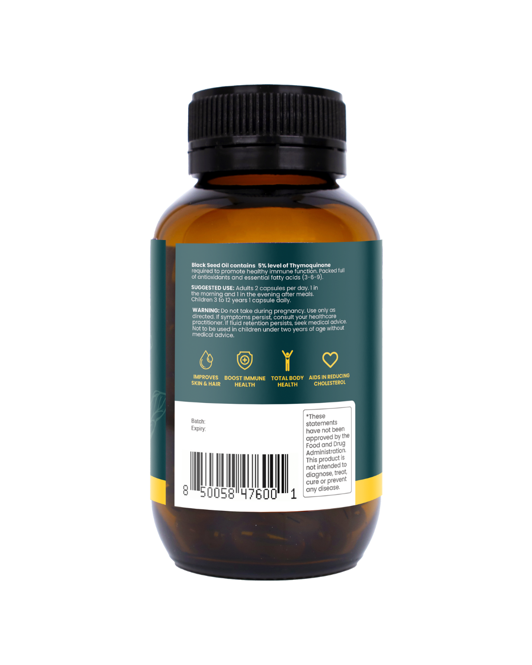 5% TQ Black Seed Oil 120 Capsules - Holistq